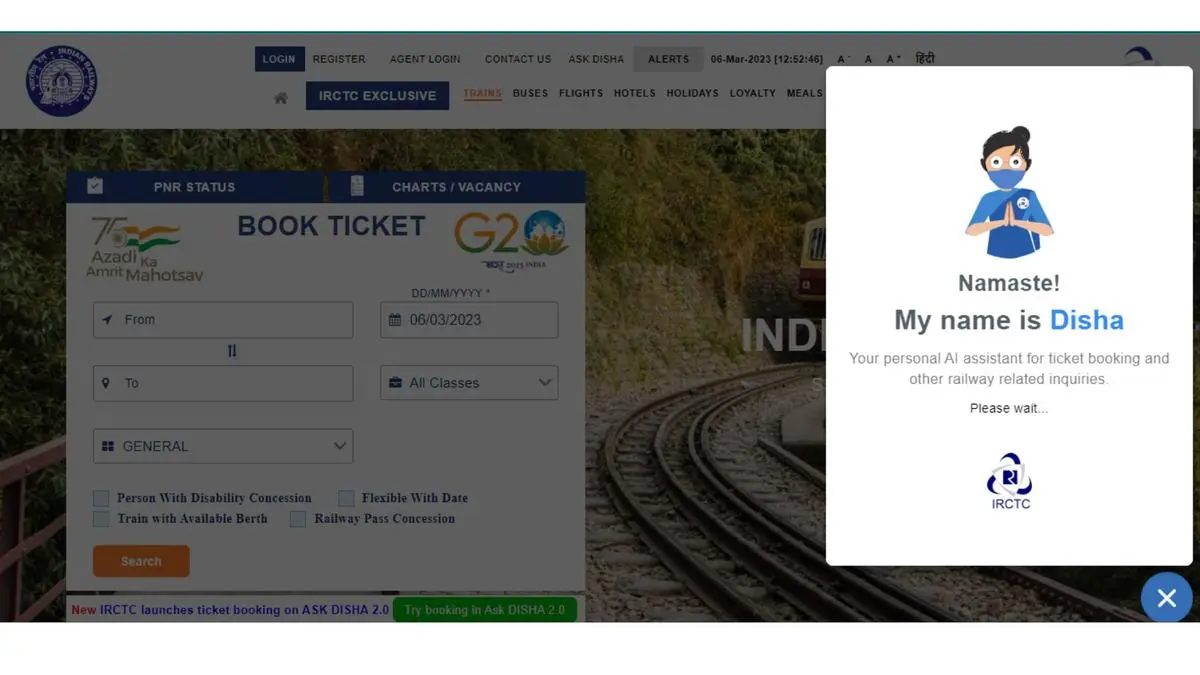 IRCTC’s chatbot Ask DISHA, check PNR status The Hindu BusinessLine